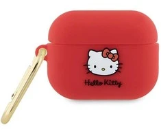 Dėklas „Apple AirPods Pro 2“ ausinių silikoninė 3D „Hello Kitty“ galvutė (HKAP23DKHSF)