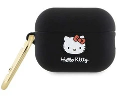 Apple AirPods Pro 2 Hello Kitty Silicone 3D Kitty Head (HKAP23DKHSK) ausinių dėklas juodos spalvos