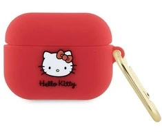 Dėklas „Apple AirPods Pro 1“ ausinių silikoninė 3D „Hello Kitty“ galvutė (HKAP3DKHSF)