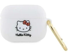 Apple AirPods Pro 1 Hello Kitty Silicone 3D Kitty Head (HKAP3DKHSH) ausinių dėklas baltos spalvos