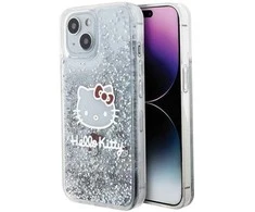 Hello Kitty HKHCP14SLIKHET Apple iPhone 14 /15 / 13 6.1″ sidabrinis kietas dėklas Liquid Glitter Charms Kit