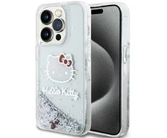 Hello Kitty HKHCP14XLIKHET Apple iPhone 14 Pro Max 6.7″ sidabrinis kietas dėklas Liquid Glitter Charms Kitty