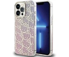 Apple iPhone 15 Pro Hello Kitty dėklas IML Gradient Electrop Crowded Kitty Head (HKHCP15LHCHPEP) rožinės spalvos