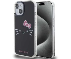 Apple iPhone 13 / 14 / 15 Hello Kitty dėklas IML Kitty Face (HKHCP15SHKHLK) juodos spalvos