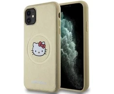 Hello Kitty HKHMN61PGHCKD Apple iPhone 11 / Xr 6.1″ Gold kietas dėklas Leather Kitty Head MagSafe