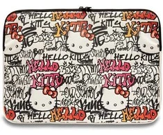 Nešiojamo kompiuterio krepšys 14" Hello Kitty Sleeve Zip PU Tags Graffiti (HKCSZPDGPTE) beige