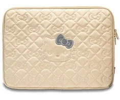 Nešiojamo kompiuterio krepšys 14" Hello Kitty Sleeve Zip PU Quilted Bows (HKCSZPEKHBPD) aukso spalvos