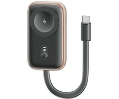 Indukcinis įkroviklis Apple Watch Usams CD245 2-in-1 su 1200mAh išorine baterija + USB-C laidu, titano spalvos