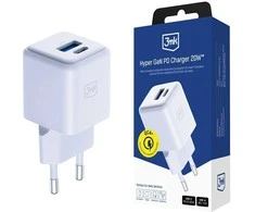 3Mk Protection 3mk Hyper GaN įkroviklis 20W QC4+ PD PPS USB-C USB-A sieninis įkroviklis - Baltas