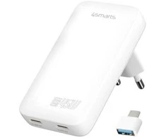 4smarts FlatPlug SlimDual 45W GaN 2xUSB-C balta