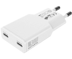 Įkroviklis jungiama į tinklą 4smarts FlatPlug Slim Dual 30W GaN 2xUSB-C balta