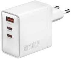 Įkroviklis jungiama į tinklą 4smarts Pocket GaN 100W 2xUSB-C + USB-A balta