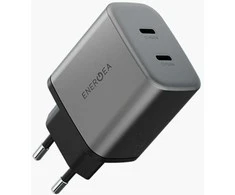 Laidinis įkroviklis Energea Ampcharge GaN45 2xUSB-C PD/PPS/QC3.0 45W pilkos spalvos