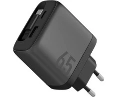 Įkroviklis jungiama į tinklą Energea Ampcharge Arc 65 USB-A/USB-C + zwijany kabelis USB-C PD/PPS/QC3.0 GaN gunmetal