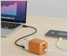 Įkroviklis jungiama į tinklą Energea Ampcharge GaN35 USB-C/USB-A PD/PPS/QC3.0 35W oranžinė
