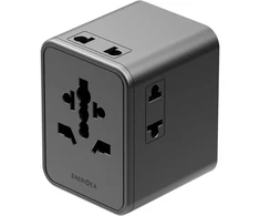 Įkroviklis jungiama į tinklą Energea TravelWorld Adapteris Mini GaN 45W PD 3xUSBC/2xUSB-A gunmetal