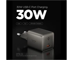 Spigen EE301EU-GAN ESSENTIAL 1 prievado tinklo įkroviklis 30W GUNMETAL