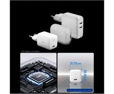 Spigen EE451EU Essential USB-C 45W Wall Charger - Baltas