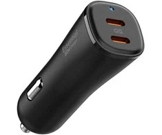 Spigen ArcStation Essential EV502 – Car Charger 2x USB-C PD + QC3.0 50W (Juodas)