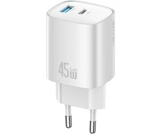 Laidinis įkroviklis USAMS CC290 T66 45W GaN 1xUSB-A 1xUSB-C sidabro spalvos