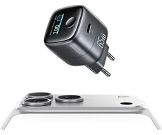 Įkroviklis jungiama į tinklą USAMS CC338 T75 65W GaN Smart Digital Ekranas Fast Charger USB-C tarnish