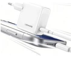 Įkroviklis jungiama į tinklą USAMS CC339 T76 45W GaN Fast Charger USB-C balta