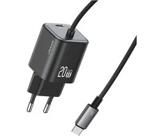 Laidinis įkroviklis USAMS JC Series CC261 20W GaN Mini Fast Charger 2xUSB-C juodos spalvos