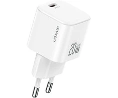 Laidinis įkroviklis USAMS JO Series CC260 20W USB-C + 1m USB-C/USB-C Cable baltos spalvos
