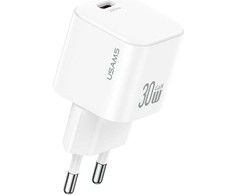 Laidinis įkroviklis USAMS JO Series CC262 30W USB-C + 1m USB-C/USB-C baltos spalvos