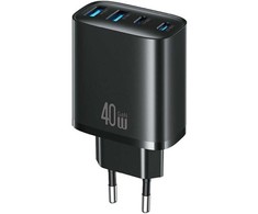 Įkroviklis jungiama į tinklą USAMS T70 40W 2xUSB-A/2xUSB-C juoda
