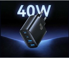 Įkroviklis jungiama į tinklą USAMS T70 40W 2xUSB-A/2xUSB-C juoda