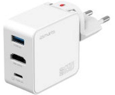 Įkroviklis podróży 4smarts Flex adapterHub 65W GaN USB-C/USB-A/HDMI balta