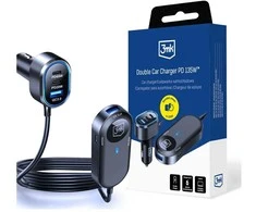 3Mk apsaugos priedai - 3mk dvigubas automobilinis įkroviklis 135W PD QC PPS USB 2A4C Juodas/Pilkas
