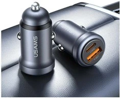 Įkroviklis samochodowa USAMS CC322 30W 1xUSB-A 1xUSB-C tarnish