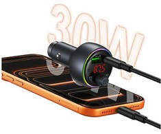 Automobilinis įkroviklis USAMS CC328 30W 1xUSB-A 1xUSB-C Bluetooth FM turnish