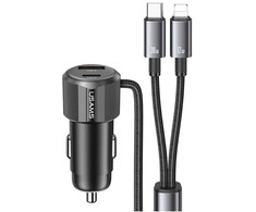 USAMS YT Series CC287 automobilinis įkroviklis 66W 1xUSB-A 1xUSB-C + 2in1 USB-C/Lightning Cable