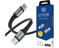 3Mk Protection Accessories - 3mk Hyper Cable N-SERIES C to C 1.5m PD 3.0 QC 3.0 20V/5A 100W Juodas