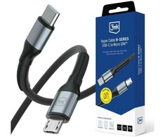 3Mk Protection 3mk Hyper Cable N-SERIES USB-C / MicroUSB 3m QC 3.0 5V/2A 10W - juodas