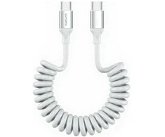 Kabelis 4smarts spiralinis USB-C į USB-C 100W baltos spalvos