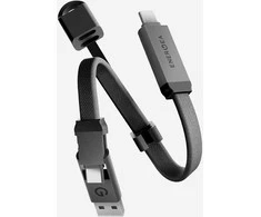 Kabelis Energea Sheath Key 2w1 USB-C do USB-C/USB-A 480Mbps 60W 15cm gunmetal