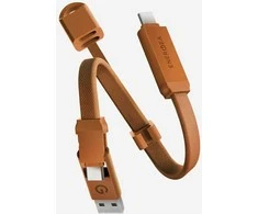 Kabelis Energea Sheath Key 2w1 USB-C do USB-C/USB-A 480Mbps 60W 15cm oranžinė