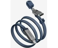 Kabelis Energea Sheath Travel 2w1 USB-C do USB-C/USB-A 480Mbps 60W 1.2m mėlyna