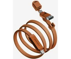 USB kabelis Energea apvalkalas kelioninis 2-in-1 USB-C į USB-C/USB-A 480Mbps 60W 1.2m oranžinis