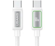 Kabelis USAMS Al-Alloy SJ815 U110 RGB Fast Charging 60W USB-C do Lightning 1,2 m balta
