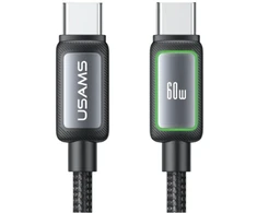 Kabelis USAMS Al-Alloy SJ815 U110 RGB Fast Charging 60W USB-C do Lightning 1,2 m juoda