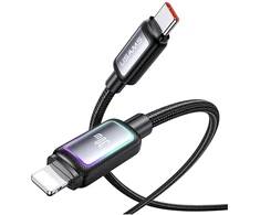 Kabelis USAMS Al-Alloy SJ816 U110 RGB Fast Charging 30W USB-C do Lightning 1,2 m balta