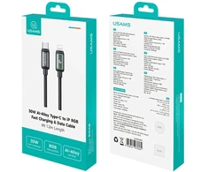 Kabelis USAMS Al-Alloy SJ816 U110 RGB Fast Charging 30W USB-C do Lightning 1,2 m balta