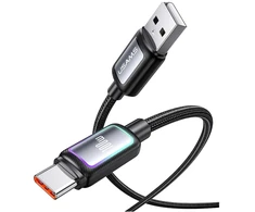 Kabelis USAMS Al-Alloy SJ817 U110 RGB Fast Charging 100W USB-A do USB-C 1,2 m juoda