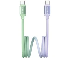 Kabelis USAMS Bicolor Series SJ756 PD 60W USB-C/USB-C 1.2m žalios spalvos and violetinės spalvos