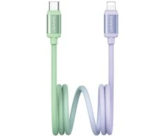 Kabelis USAMS Bicolor Series SJ757 PD 30W USB-C/Lightning 1.2m žalias and violetinė